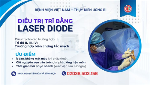 Bước tiến mới: Điều trị trĩ bằng Laser Diode tại Bệnh viện Việt Nam - Thụy Điển Uông Bí