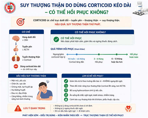 Suy thượng thận do dùng corticoid kéo dài – Có thể hồi phục không?