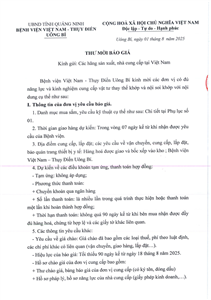 Thư mời chào giá ngày 01/8/2025 đơn vị cung cấp vật tư thay thế khớp và nội soi khớp