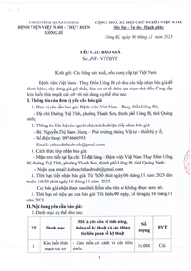 Yêu cầu báo giá số 149-VTTBYT kim luồn tĩnh mạch các cỡ