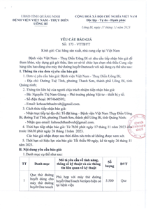Yêu cầu báo giá số 173-VTTBYT nhà thầu cung cấp hàng tiêu hao dùng cho máy thử đường huyết Onetouch