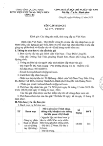 Yêu cầu báo giá số 177-VTTBYT nhà thầu cung cấp găng tay phẫu thuật vô khuẩn các cỡ