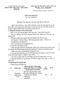 Yêu cầu báo giá số 178-VTTBYT nhà thầu cung cấp bộ gây tê ngoài màng cứng