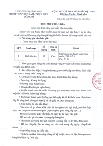 Thư mời chào giá ngày 09/11/2023 đơn vị cung cấp báo giá hàng Gel siêu âm