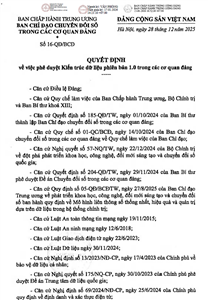 Quyết định số 16-QĐ/BCĐ v/v phê duyệt Kiến trúc dữ liệu phiên bản 1.0 trong các cơ quan Đảng