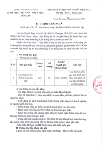 Thư mời chào giá ngày 27/10/2025 đơn vị kiểm toán độc lập dự án Sửa chữa tầng 1, hệ thống nhà vệ sinh khu nhà DII