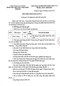 Thư mời chào giá ( lần 2 ) ngày 04/4/2025 đơn vị cung cấp mặt hàng Kim 2 nòng cho phẫu thuật lấy nhân mắt