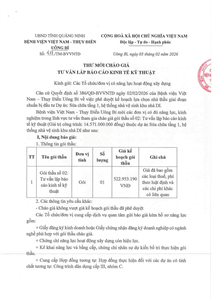 Thư mời chào giá ngày 03/02/2026 đơn vị tư vấn lập báo cáo kinh tế kỹ thuật