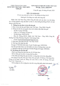Yêu cầu báo giá ngày 26/8/2026 về việc mua sắm dịch vụ bảo trì, bảo dưỡng hệ thống PACS