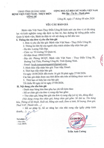 Yêu cầu báo giá ngày 17/8/2026 đơn vị cung cấp dịch vụ bảo trì, bảo dưỡng hệ thống phần mềm Quản lý bệnh viện, Bệnh án điện tử