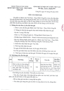 Yêu cầu báo giá ngày 05/6/2026 v/v tiếp nhận báo giá để tham khảo, xây dựng giá gói thầu, làm cơ sở tổ chức lựa chọn nhà thầu gói thầu mua sắm dịch vụ bảo trì, bảo dưỡng và vật tư kèm theo của 02 máy phát điện dự phòng của Bệnh viện
