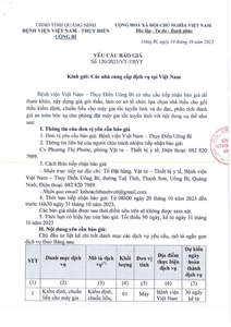 Thư mời chào giá số 120/2023/VT-TBYT lựa chọn nhà thầu cho gói thầu kiểm định, chuẩn liều máy gia tốc tuyến tính và đo đạc, phân tích đánh giá an toàn bức xạ