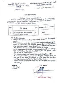 Thư mời chào giá đơn vị hút, vận chuyển và xử lý chất thải ngày 8/5/2023