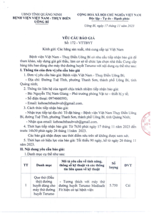 Yêu cầu báo giá số 172-VTTBYT nhà thầu cung cấp hàng tiêu hao dùng cho máy thử đường huyết Terumo