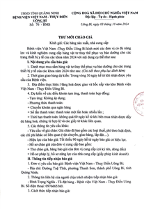 Thư mời chào giá ngày 03/10/2024 đơn vị cung cấp hàng vật tư thay thế phục vụ bảo dưỡng cho các trang thiết bị y tế của các khoa năm 2024