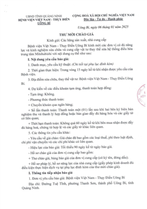 Thư mời chào giá ngày 06/1/2025 đơn vị sửa chữa và cung cấp vật tư thay thế sửa hệ thống điều hòa trung tâm Mitshubishi