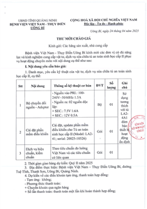 Thư mời chào giá ngày 24/4/2025 đơn vị cung cấp vật tư, dịch vụ sửa chữa an toàn sinh học cấp II phục vụ hoạt động chuyên môn