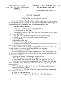Thư mời chào giá ngày 23/6/2025 đơn vị cung cấp vật tư lắp đặt quạt trần khoa Khám bệnh và bổ sung thiết bị điện điều hòa cho các khoa lâm sàng