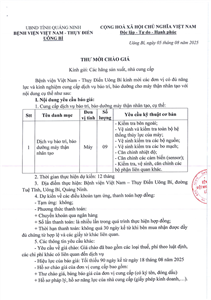 Thư mời chào giá ngày 05/8/2025 đơn vị cung cấp dịch vụ bảo trì, bảo dưỡng cho máy thận nhân tạo 