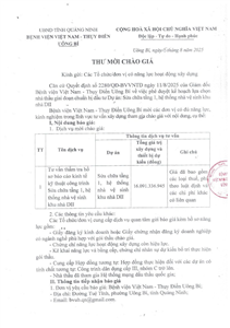 Thư mời chào giá ngày 15/8/2025 đơn vị tư vấn thẩm tra hồ sơ báo cáo kinh tế kỹ thuật công trình Sửa chữa tầng 1, hệ thống nhà vệ sinh khu nhà DII
