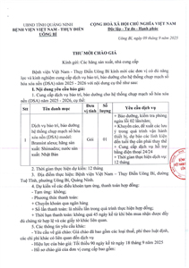 Thư mời chào giá ngày 9/9/2025 đơn vị cung cấp dịch vụ bảo trì, bảo dưỡng cho hệ thống chụp mạch số hóa xóa nền (DSA) năm 2025 - 2026