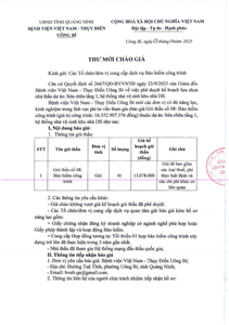 Thư mời chào giá ngày 03/11 gói thầu số 08: Bảo hiểm công trình