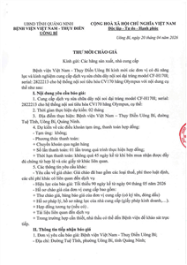 Thư mời chào giá ngày 20/4/2026 đơn vị cung cấp dịch vụ sửa chữa dây nội soi đại tràng