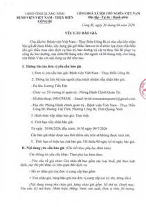 Yêu cầu báo giá ngày 30/6/2026 bảo trì, sửa chữa thang máy 