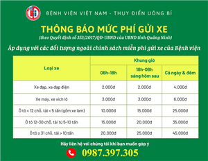Bệnh viện Việt Nam – Thụy Điển Uông Bí thông tin về việc triển khai thực hiện quy định gửi xe