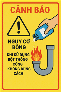 Cảnh báo nguy cơ bỏng khi sử dụng bột thông cống không đúng cách
