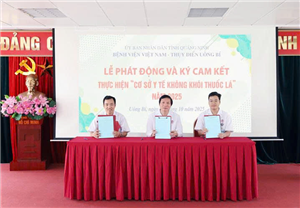 Bệnh viện Việt Nam - Thụy Điển Uông Bí tổ chức Lễ phát động và ký cam kết phòng ngừa tác hại thuốc lá