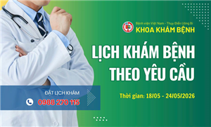 Lịch khám bệnh theo yêu cầu - Khoa Khám bệnh ( 18/5 - 24/5/2026 )